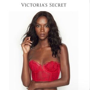 Victoria's Secret Dream Angels Red Lace Corset
Strapless Bustier Top 34D